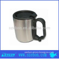 stainless steel metal cup with handle and plastic lid